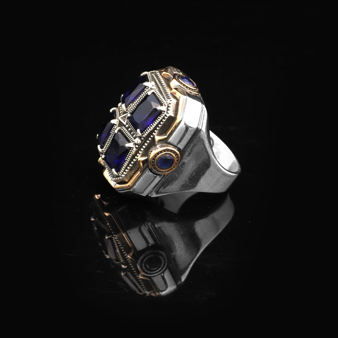 Handmade Sapphire Ring Ottoman Style – Large Statement Vintage Gemstone Ring