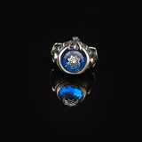 Handmade Aquamarine Gemstone Ottoman Style Sword Ring for Men Vintage 925 Sterling Silver — image 3