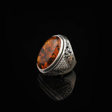 Squeeze Amber Ring – Large Chunky Sterling Silver Ring with Micro Sapphire Stone — image 4