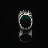 Handmade Jade Ring with Micro Sapphire - Chunky Sterling Silver Engagement Ring for Men - Vintage Ottoman Style with Custom Engraving - Gift Silver Polishing Cloth Included — image 6