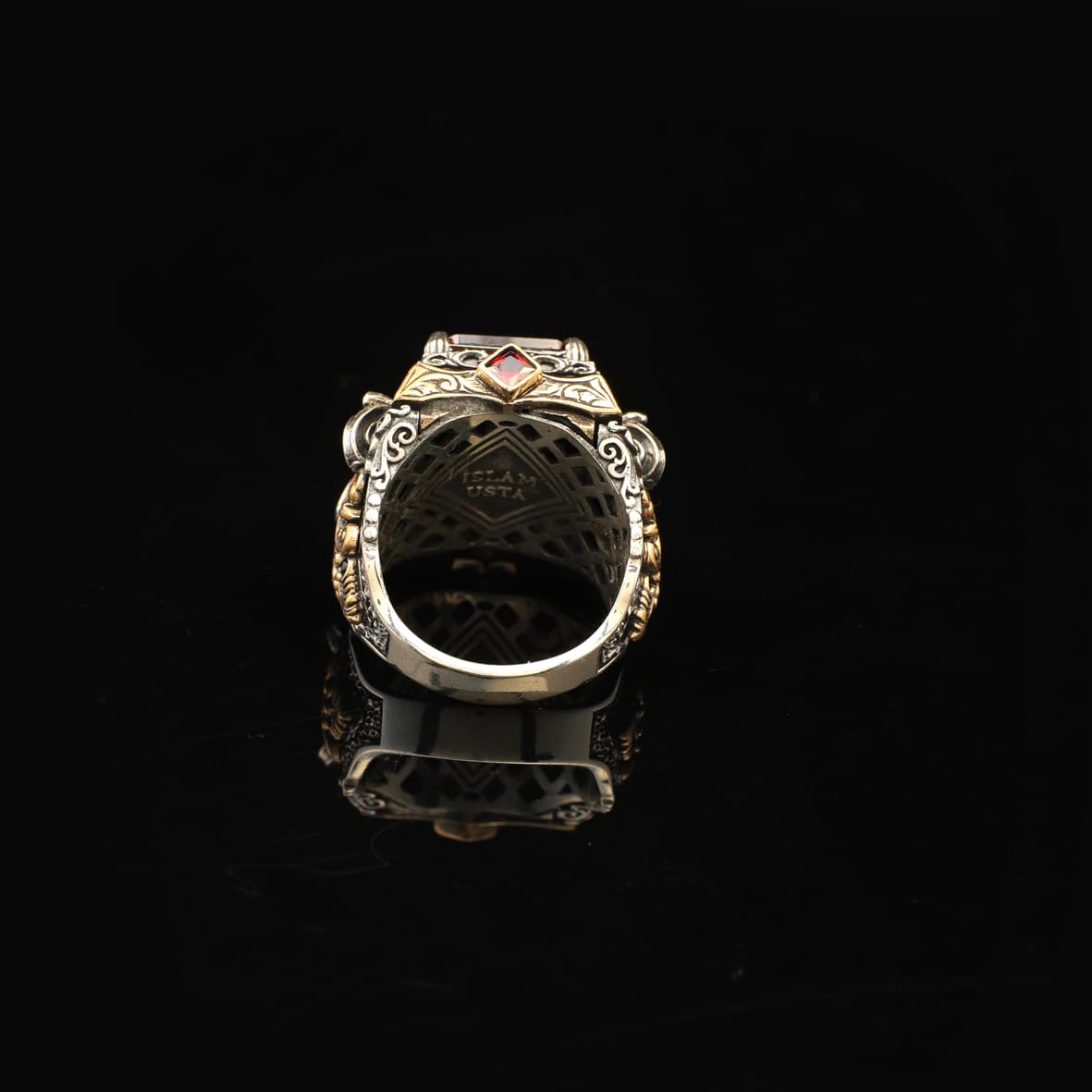 Garnet Ring Ottoman Vintage Design – Handmade Large Statement Gemstone Ring