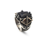 Vintage Onyx Sword Ring with Bow and Arrow Design – Handmade Sterling Silver Gemstone Ring for Men — image 1