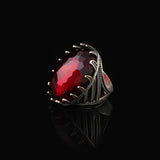 Vintage Garnet Ring for Men - Chunky Sterling Silver Ring with Gemstone — image 5