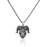 Sterling Silver Goat Necklace - Gothic & Biker Style Men's Pendant with Silver Chain - Includes Silver Cleaning Cloth Gift — image 1