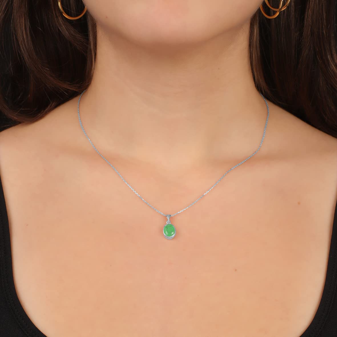 Sterling Silver Jade Necklace for Women - 925 Sterling Silver Necklace for Women - Gift for Her