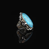 Handmade Men's Turquoise Ring – Chunky Sterling Silver Engagement Ring with Vintage Ottoman Design — image 4
