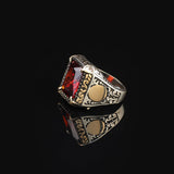 Handmade Mens Sterling Silver Garnet Ring – Ottoman Vintage Gemstone Engagement Ring with Custom Engraving & Gift Silver Polishing Cloth — image 5