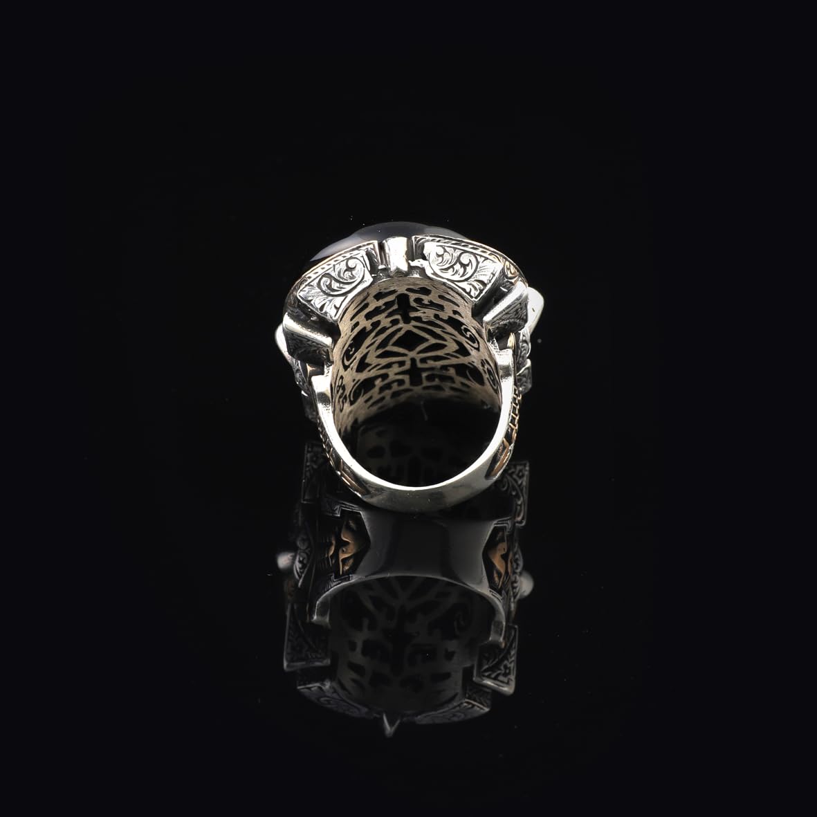 Black Onyx Ring for Men - Chunky Sterling Silver Engagement Ring