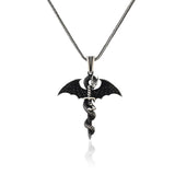 Sterling Silver Dragon Necklace with Sword Pendant – Gothic Mens Necklace with Silver Chain – Handmade Silver Necklace & Mens Pendant — image 1