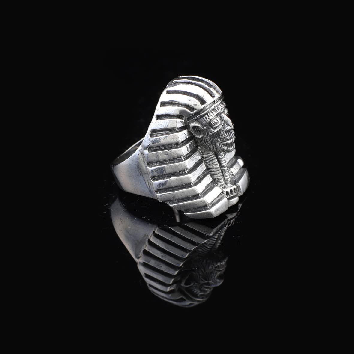 Silver Pharaoh Ring for Men • Sterling Silver Egyptian Mythology Jewelry for Men & Women • Ancient Egypt Jewelry Gift Ideas • Pharaoh Signet