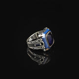 Handmade Vintage Blue Sapphire Ring - Polished 925 Sterling Silver Men's Gemstone Ring — image 4