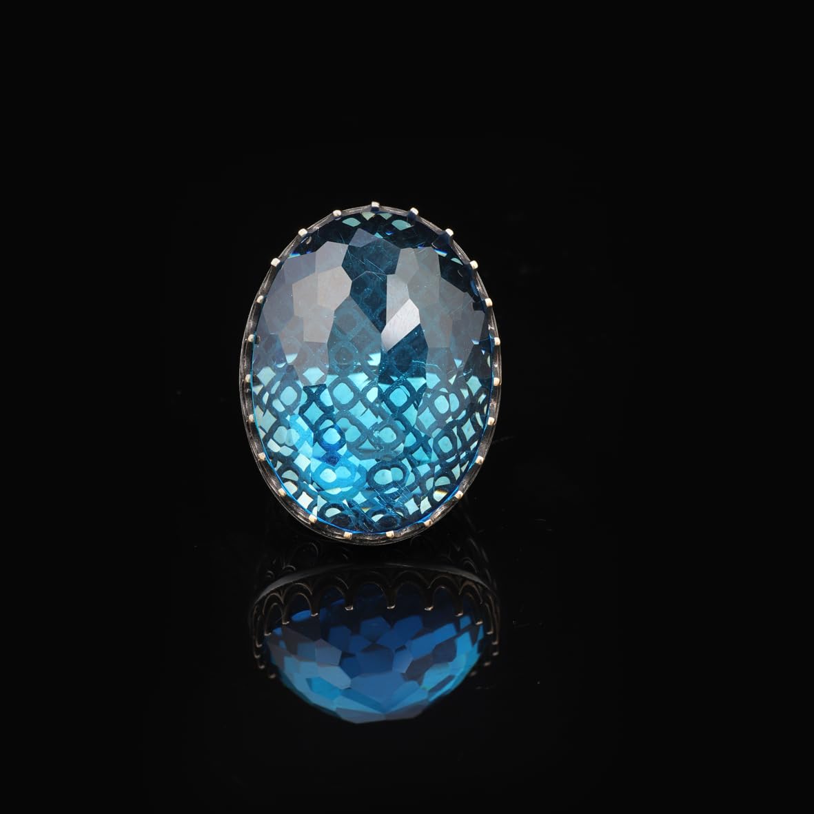 Aquamarine Ring - Large Gemstone Ring for Men