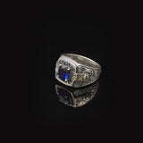Blue Sapphire Ring with Micro Stone - Vintage Men's Gemstone Ring — image 5