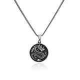 Handcrafted Sterling Silver Dragon Necklace – Mens Pendant with Silver Chain – Gothic and Biker Silver Necklace –Silver Cleaning Cloth Gift — image 1