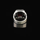 Vintage Handmade Garnet Ring for Men - Ottoman Style Sterling Silver Pinky Ring with Custom Engraving - Perfect Engagement Ring Gift with Silver Polishing Cloth — image 6