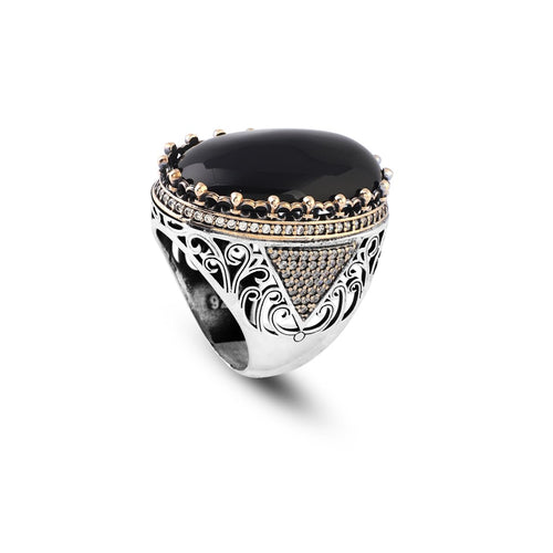 Black Onyx Ring with Micro Sapphire