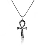 Sterling Silver Men's Cross Necklace with Egyptian Hieroglyphic Symbols - Complete with Silver Chain - Birthday Gifts — image 1
