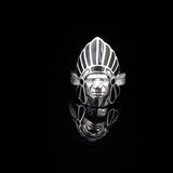 American Indian Chief Handmade Silver Men Ring — image 2