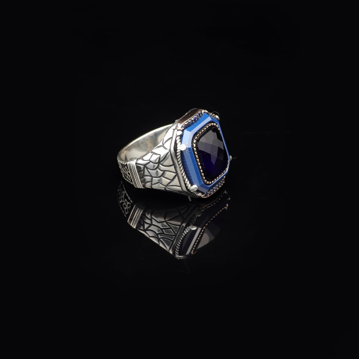 Vintage Blue Tiger Eye Ring for Men