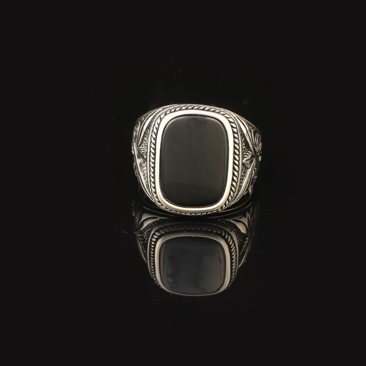 Onyx Ring Signet Ring Ottoman Vintage Ring Sterling Silver Ring Pinky Ring Silver Signet Ring Gemstone Ring Ottoman Statement Ring Vintage Ring