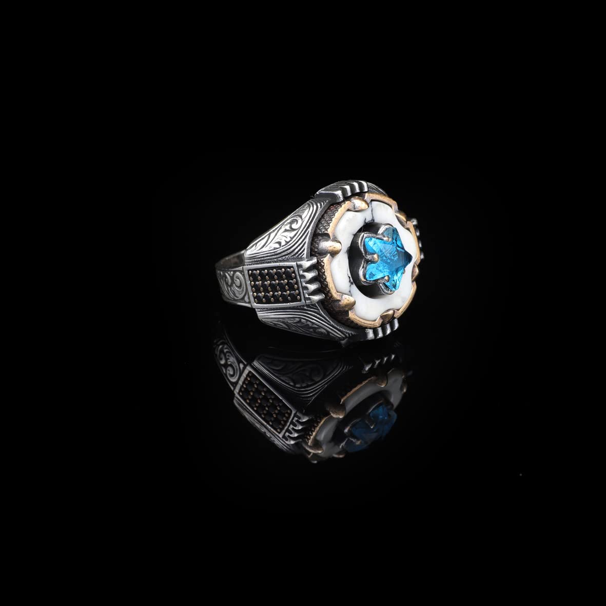 Turquoise Stone Men Silver Ring