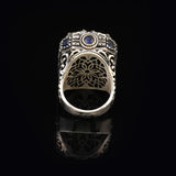 Handmade Emerald and Sapphire Stone Ottoman Ring – Large Statement Vintage Gemstone Ring — image 6