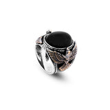 Handmade Onyx Gemstone Eagle Large Ring for Men Vintage 925 Sterling Silver — image 1
