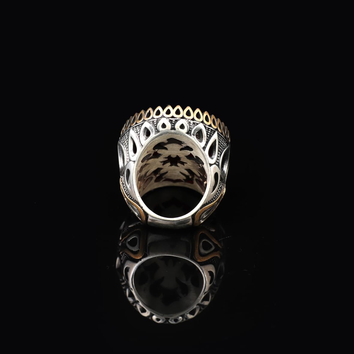 Handmade Garnet Ring with Oval Stone - Vintage Ottoman Style Men's 925 Sterling Silver Gemstone Ring + Silver Polishing Cloth Gift