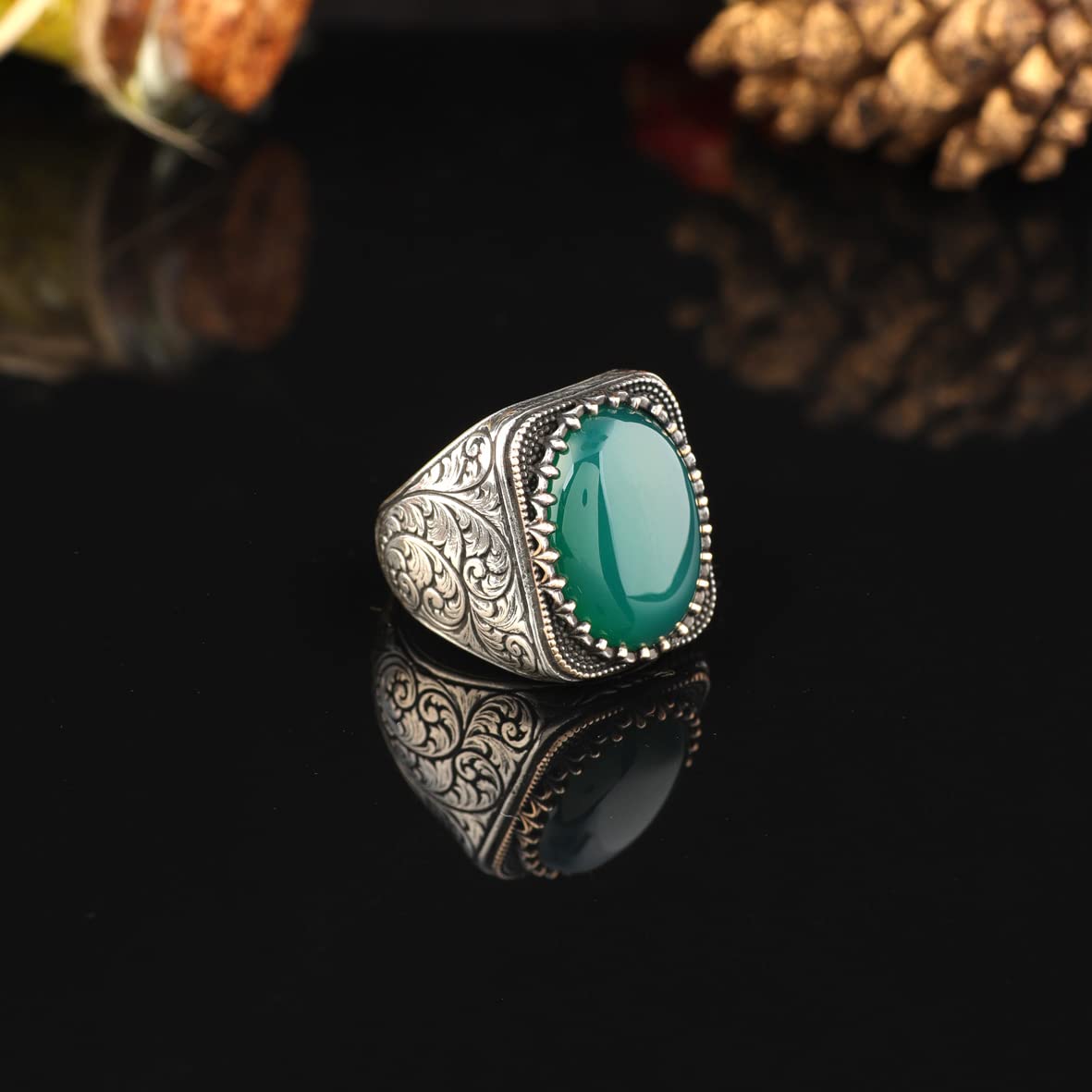 925K Sterling Silver Jade Ring