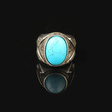 Mens Turquoise Ring Gemstone Ring Ottoman Statement Ring Vintage Ring Pinky Ring Sterling Silver Ring Gift for Him Handmade — image 3