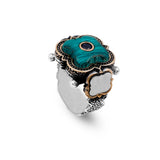 Handmade Vintage Malachite and Micro Onyx Gemstone 925 Sterling Silver Ring for Men - 925 sterling silver rings for men - Birthday Gifts — image 1