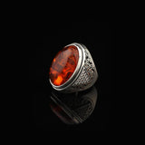 Amber Ring for Men – Large Chunky Sterling Silver Ring with Micro Sapphire Stone — image 4