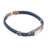 Vintage Men’s Bracelet – Handmade Leather and Sterling Silver Bracelet with Natural Mother of Pearl Gemstone — image 1