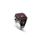 Handmade Vintage Men's Garnet Ring - 925 Sterling Silver Turkish Gemstone Ring — image 1