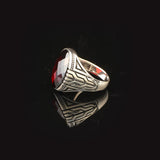 Garnet Ring Ottoman Vintage Ring Sterling Silver Ring Pinky Ring Silver Signet Ring Gemstone Ring Ottoman Statement Ring Vintage Ring Gift for Him — image 5