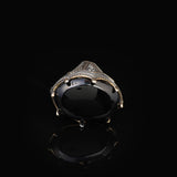 Vintage Men's Handmade Onyx Ring with Oval Gemstone - Large Ottoman Style 925 Sterling Silver Band - Includes Silver Polishing Cloth Gift — image 3