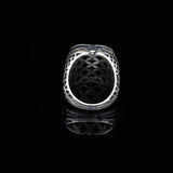 Genuine Turquoise Men's Ring with Micro Onyx Accent - Handmade Vintage Sword Design 925 Sterling Silver Jewelry for Men - Includes Silver Polishing Cloth Gift — image 5