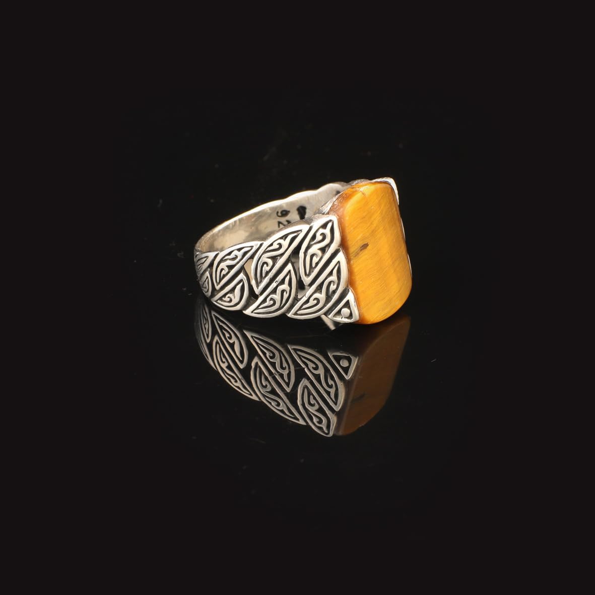 Tiger Eye Ring Ottoman Vintage Ring Sterling Silver Ring Pinky Ring Silver Signet Ring Gemstone Ring Ottoman Statement Ring Vintage Ring Gift for Him