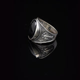 Handmade Virgin Mary Signet Ring – Black Onyx Oval Stone — image 5
