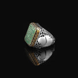 Emerald Ring Micro Stone Ring Ottoman Vintage 925 Sterling Silver Ring Promise Ring for Him Engagement Ring Gemstone Ring Gift for Husband — image 5