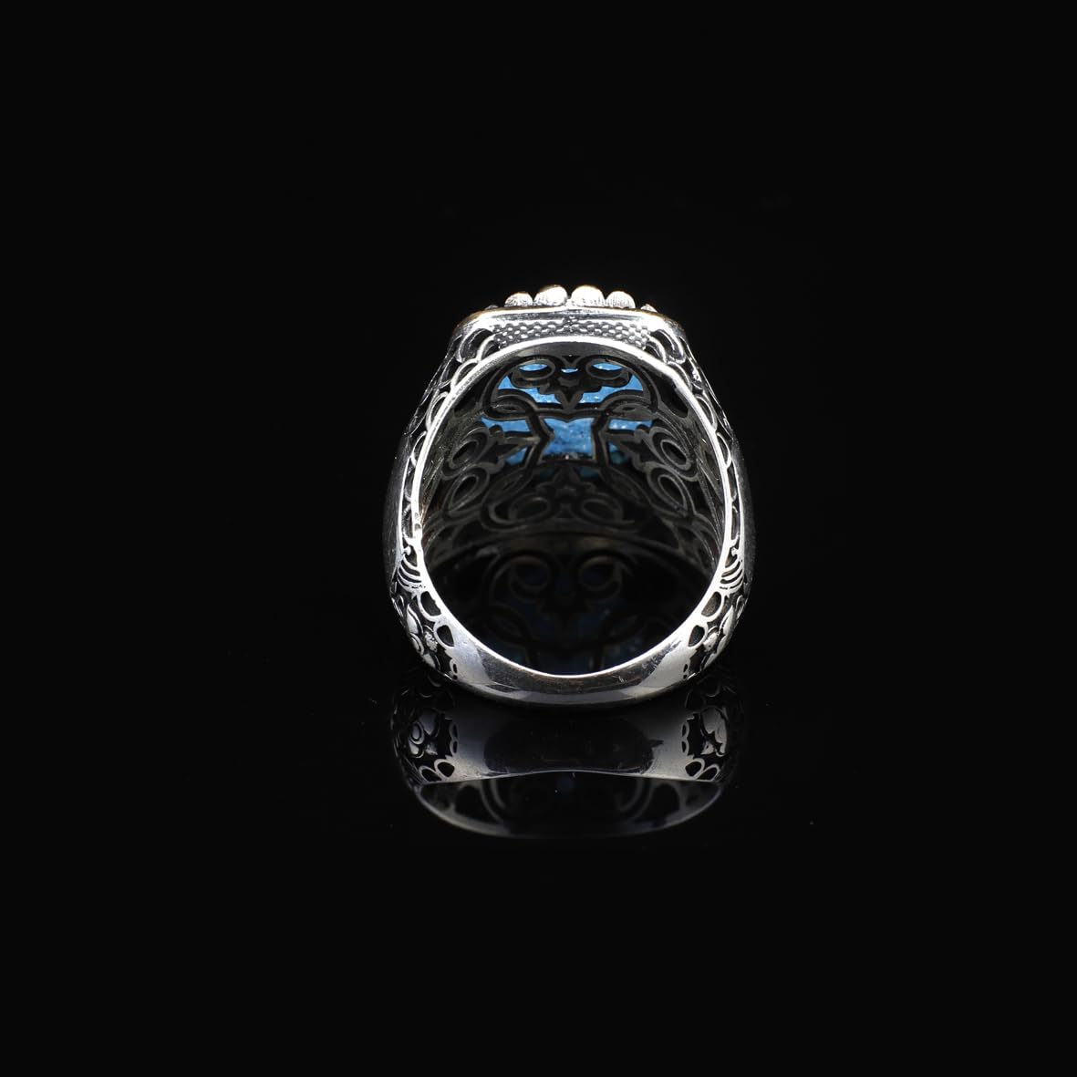 Vintage Handmade 925 Sterling Silver Men's Aquamarine Ring - 925 Sterling Silver Rings for Men - Handcrafted Ring for Men