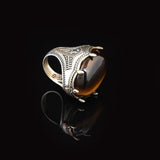 Vintage Style Tiger Eye Ring with Oval Gemstone - Handmade Ottoman Ring — image 4