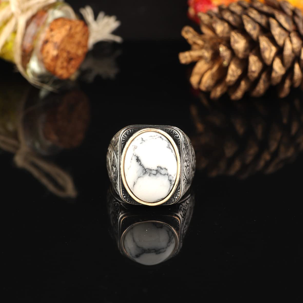 Turquoise Stone Men Silver Ring