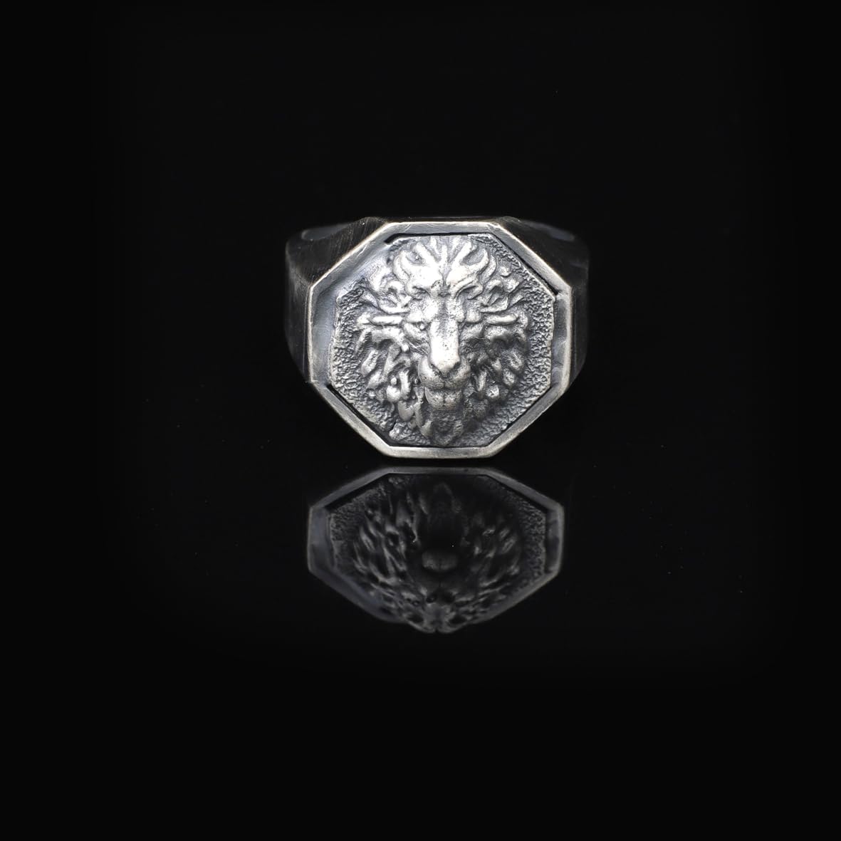 Handmade Pinky Lion Signet Ring - 925 Sterling Silver Men's Jewelry