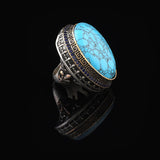 Iris Flower Model Men's Turquoise Ring - Chunky Sterling Silver Engagement Ring — image 4