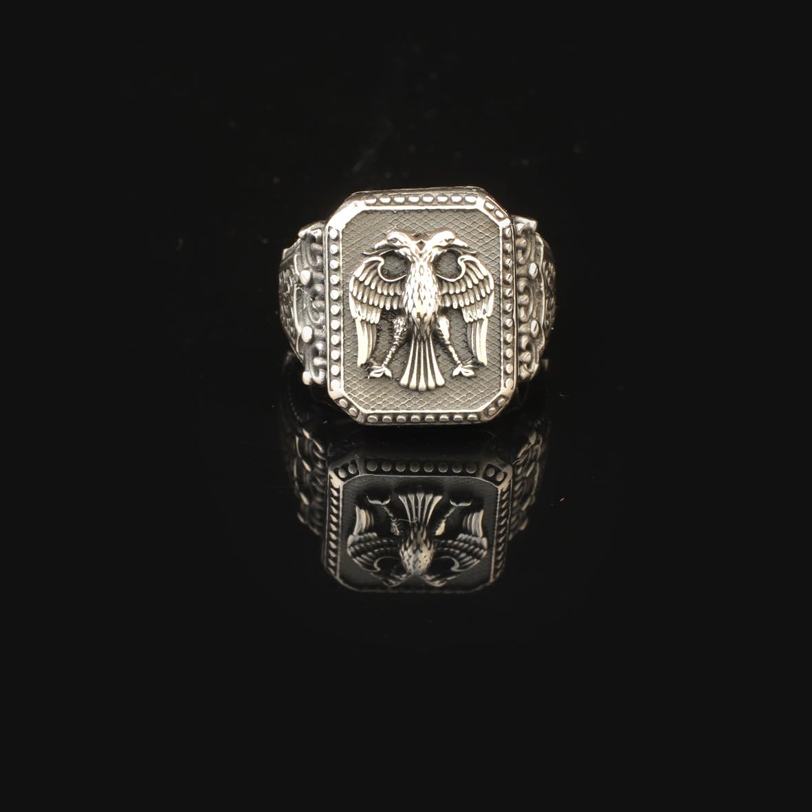 King Crown Eagle Ring Gothic Animal Signet Vintage Sterling Silver Engagement Pinky Statement Ring Gift for Him