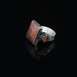 Vintage Garnet Ring with Micro Stones – Handmade 925 Sterling Silver Statement Ring for Men – Polished Gemstone Engagement Ring with Custom Engraving — image 5