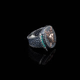 Men's Handmade Emerald Sword and Shield Ring - 925 Sterling Silver Gemstone Jewelry with Polishing Cloth Gift - Custom Signet Ring — image 5