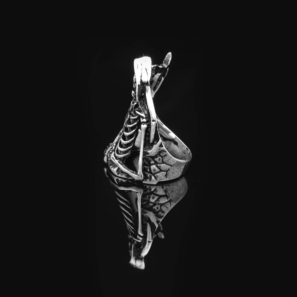 Skeleton Ring Sterling Silver Men Biker Ring