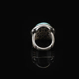 Vintage Turquoise Oval Stone Ring for Men - Large 925 Sterling Silver Turkish Handmade Polished Engagement Ring with Silver Polishing Cloth Gift — image 6